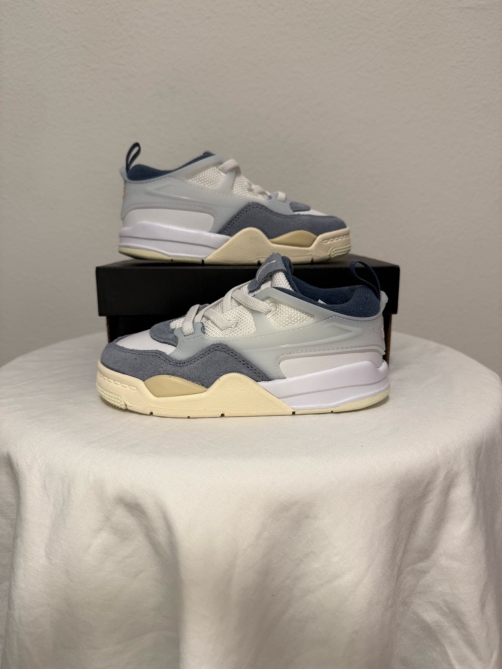 Jordan 4 RM Toddler White, Pink, Blue Sneakers
